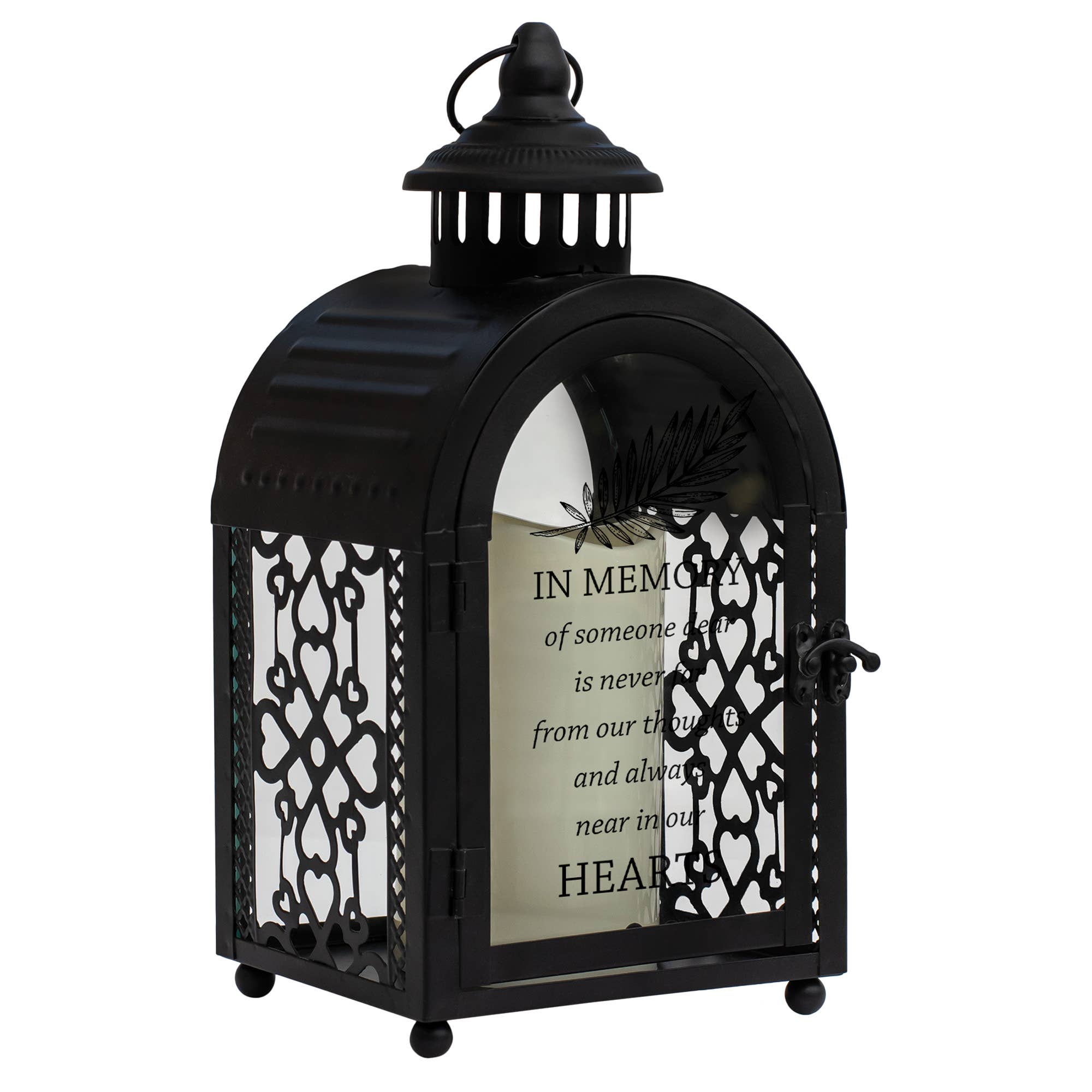 In Memory Metal Lantern with LED Candle  "In memory of someone dear is never far from our thoughts and always near in our hearts."