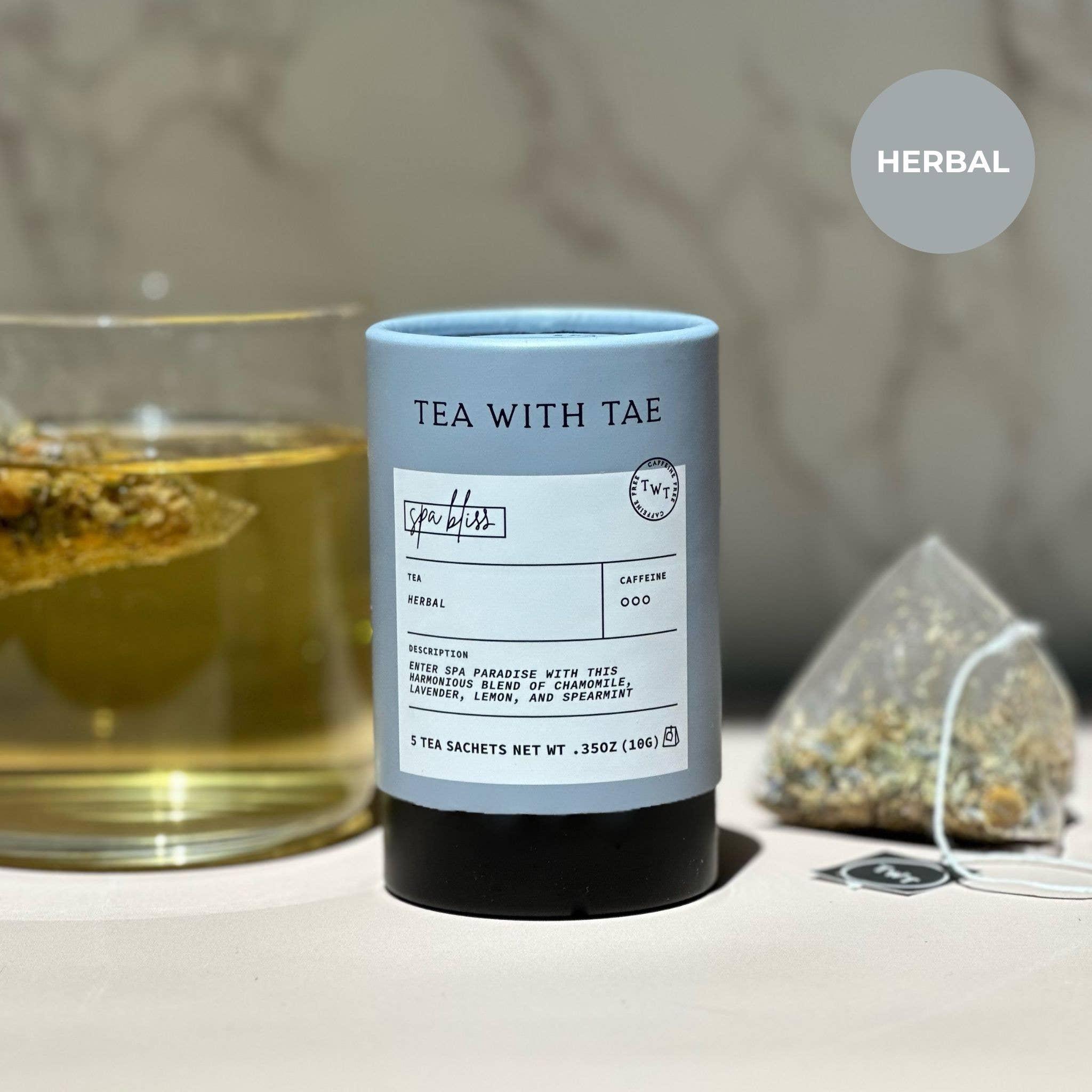 Tea With Tae Spa Bliss Herbal Mini Tea Tube Gift (5 tea bags)