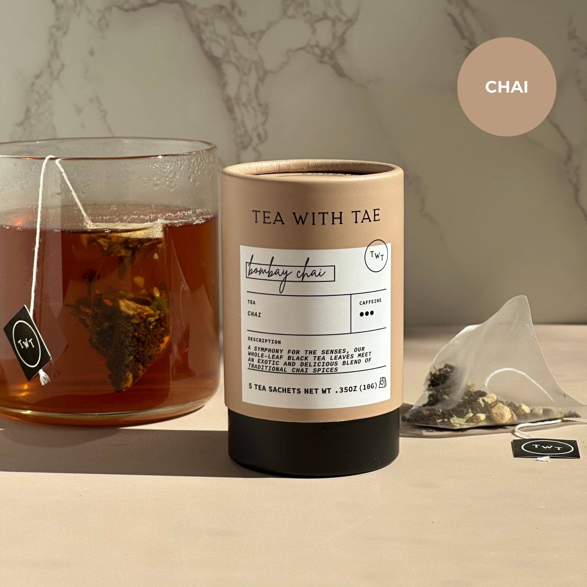 Tea With Tae Bombay Masala Chai Black Tea Mini Tea Tube Gift (5 tea bags)