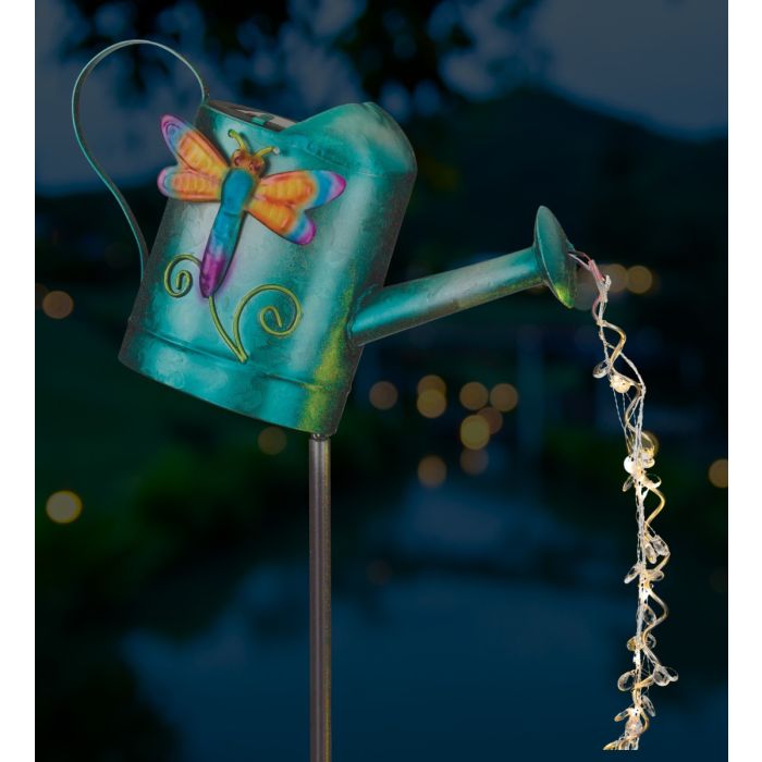 Metal Watering Can with Garden Bug Themes and LED Lights