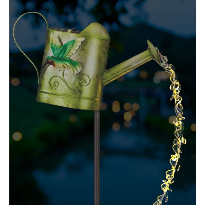 Metal Watering Can with Garden Bug Themes and LED Lights