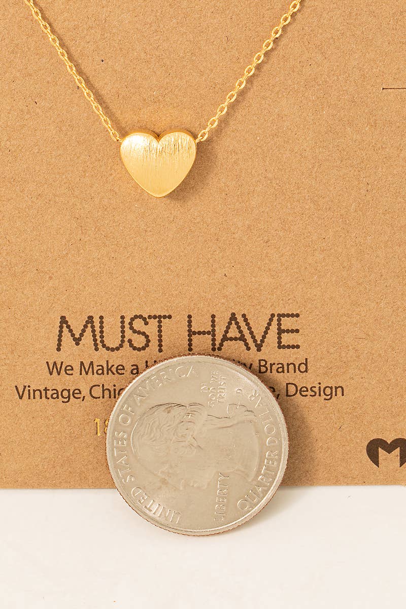 Must Have Brushed Heart Pendant Necklace