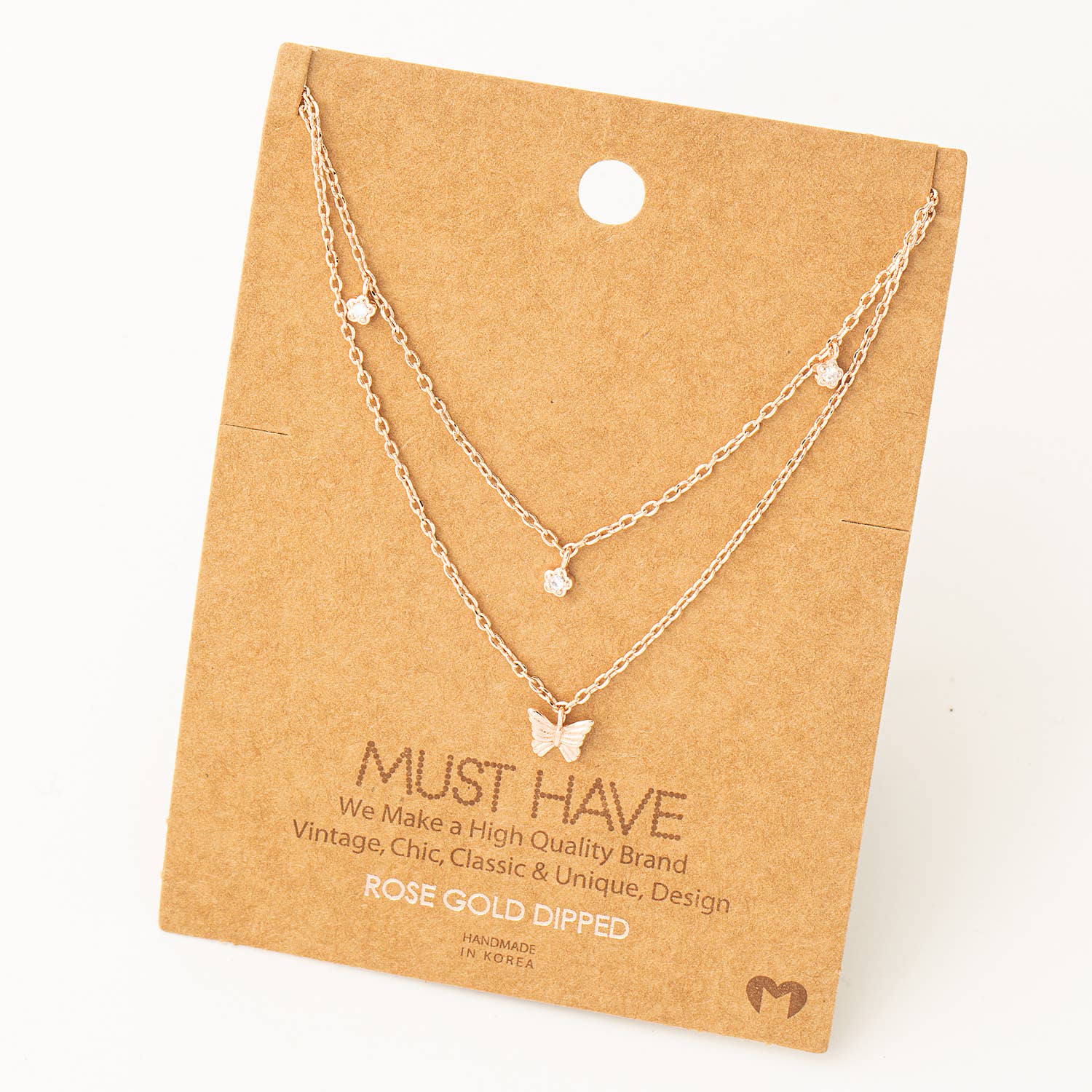 Must Have Dainty Layered Chain Link Butterfly Charm Necklace