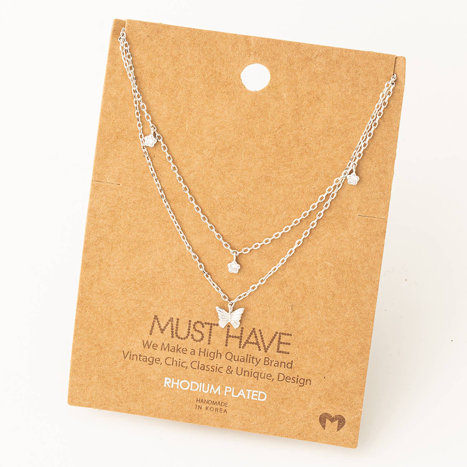 Must Have Dainty Layered Chain Link Butterfly Charm Necklace