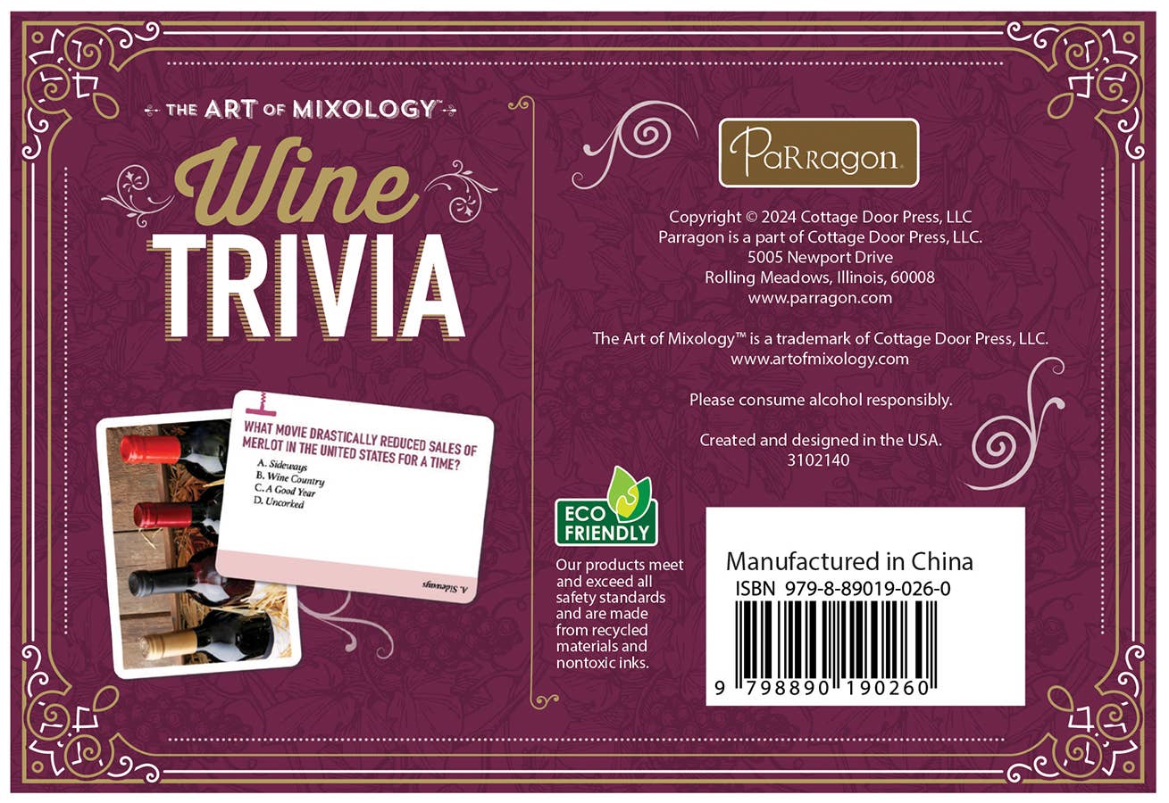 The Art of Mixology Wine Trivia Cards