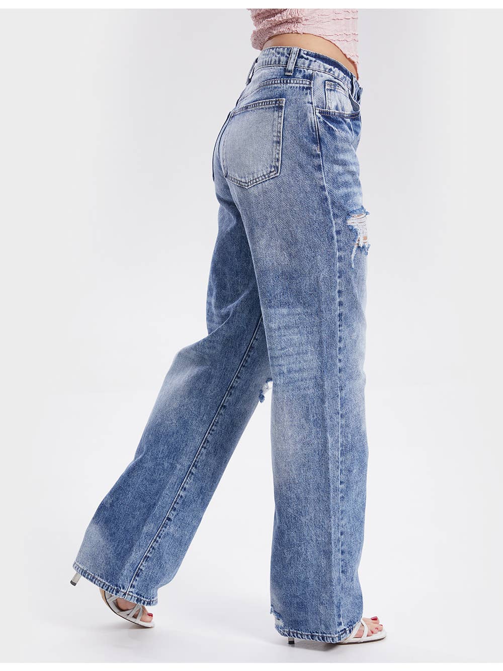 High Waist Straight Leg Daily Denim Pants Jeans