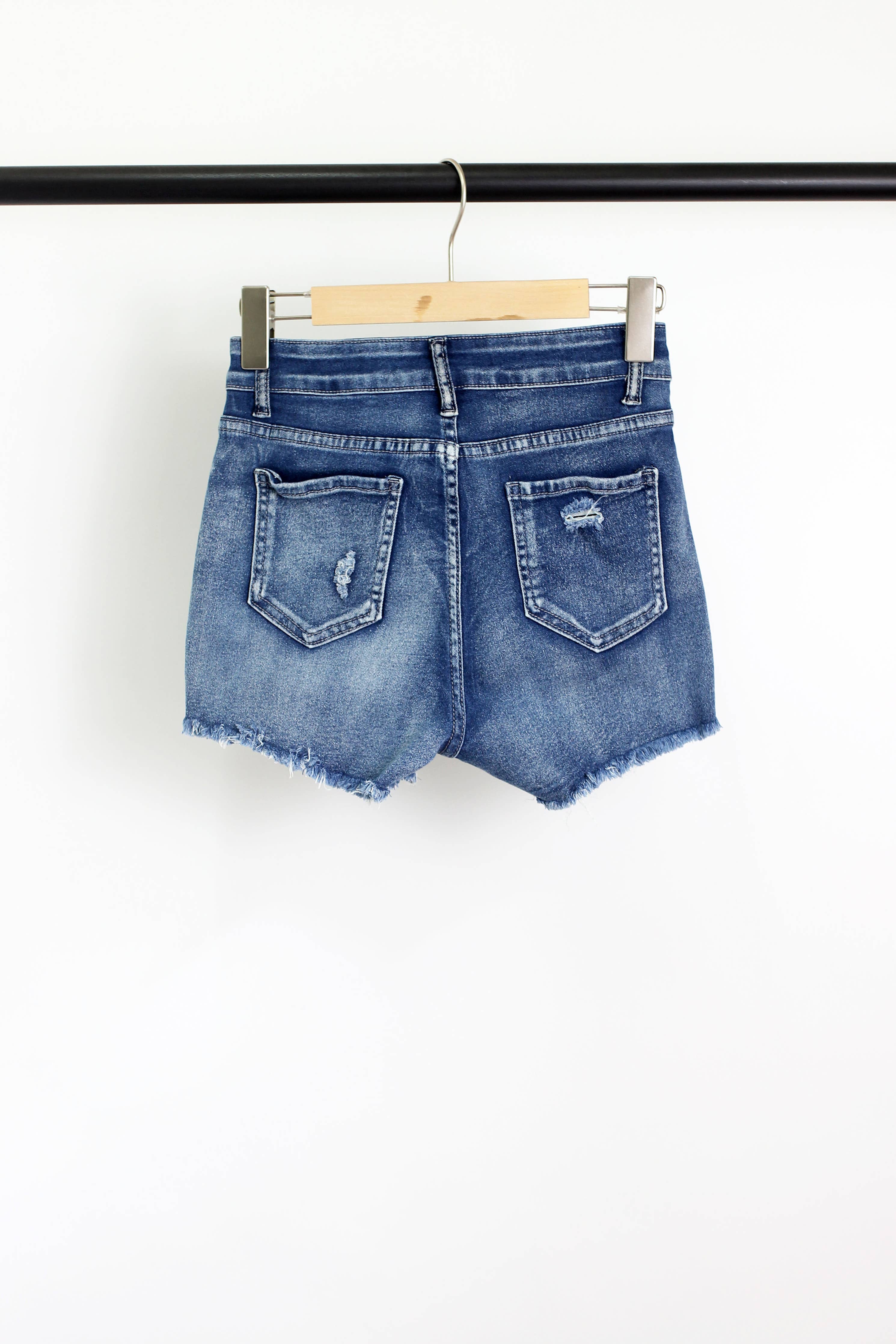 One For Me High Rise Denim Shorts Denim Blue