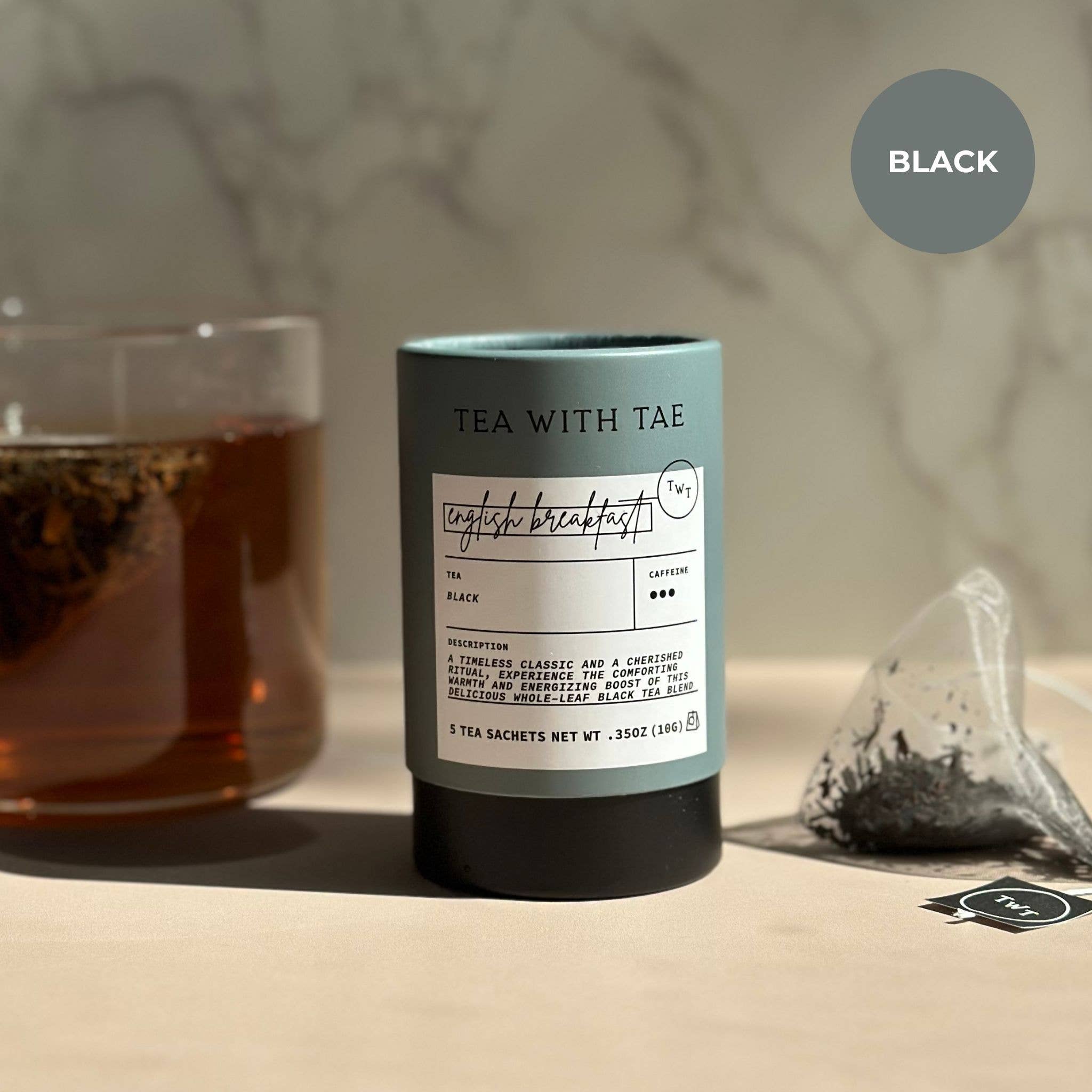 Tea With Tae English Breakfast Black Tea Mini Tea Tube Gift (5 tea bags)