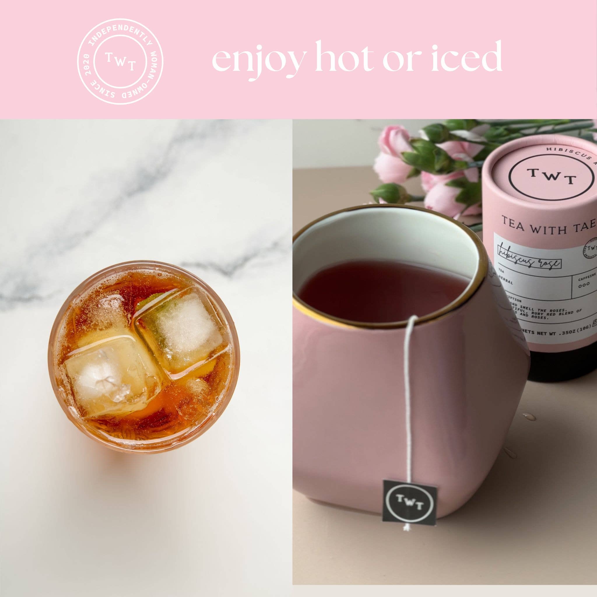 Tea With Tae Hibiscus Rose Herbal Mini Tube Gift (5 Tea Bags)