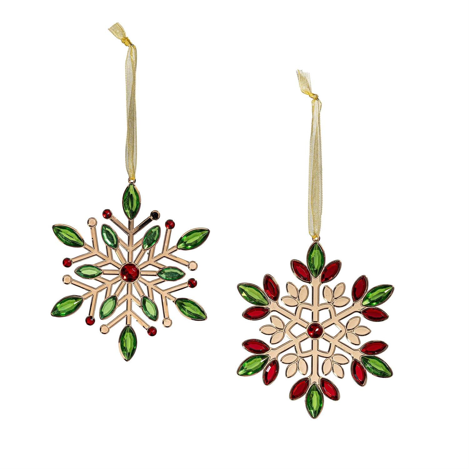 Joyful Traditions Snowflake Ornament with Gems – 2 Styles
