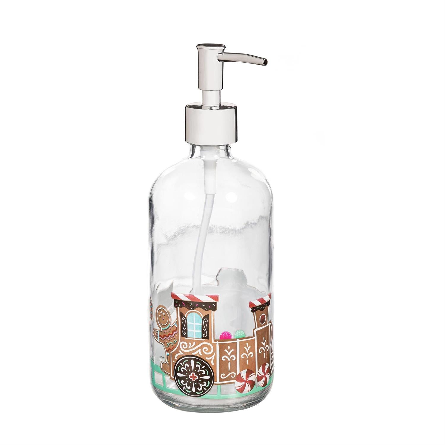 Baking Spirits Bright Kitchen Gift Set – Glass Soap Dispenser & Sponge with Wood Crate