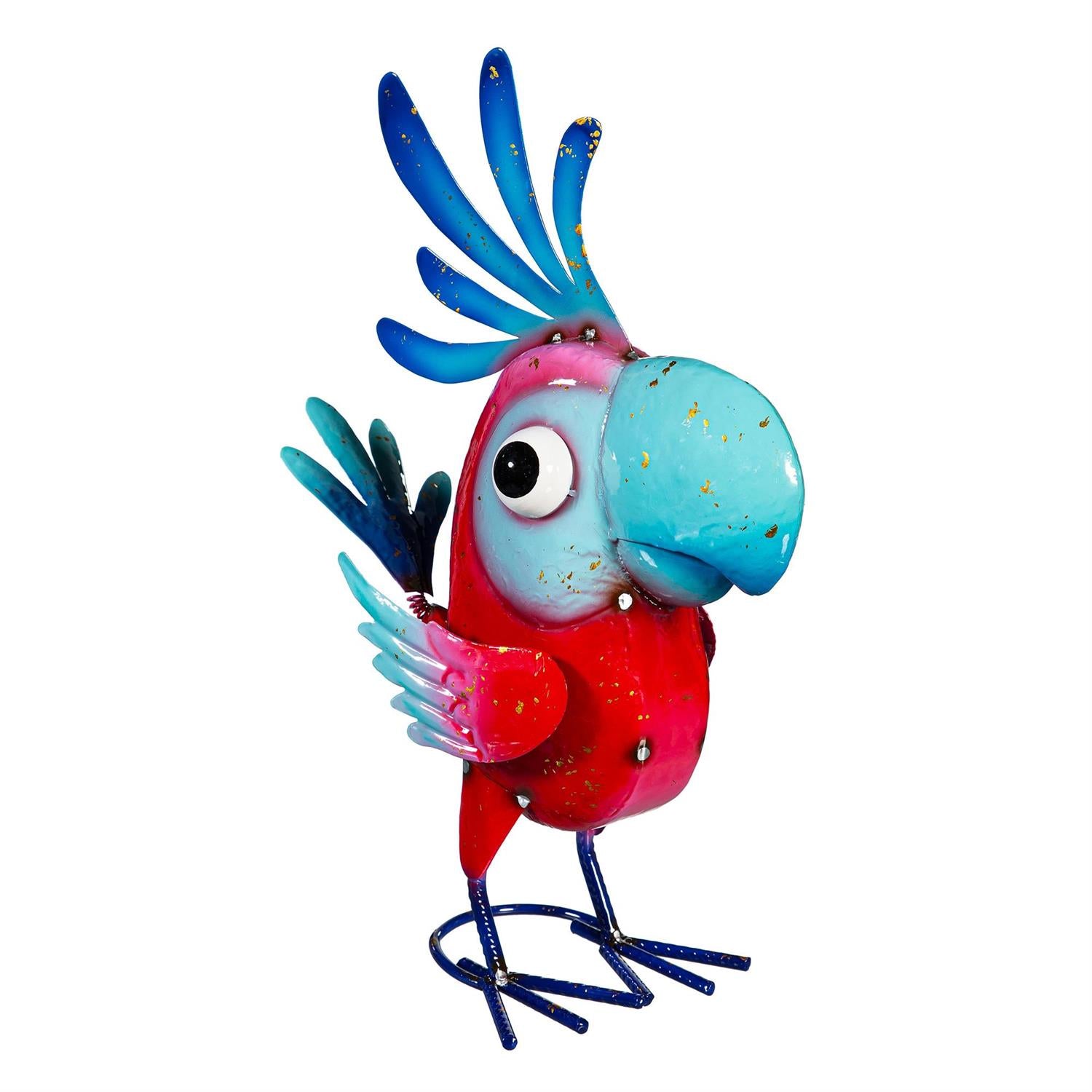Palm Beach Garden Statue – Metal Bright & Colorful Cockatoo (14”H)