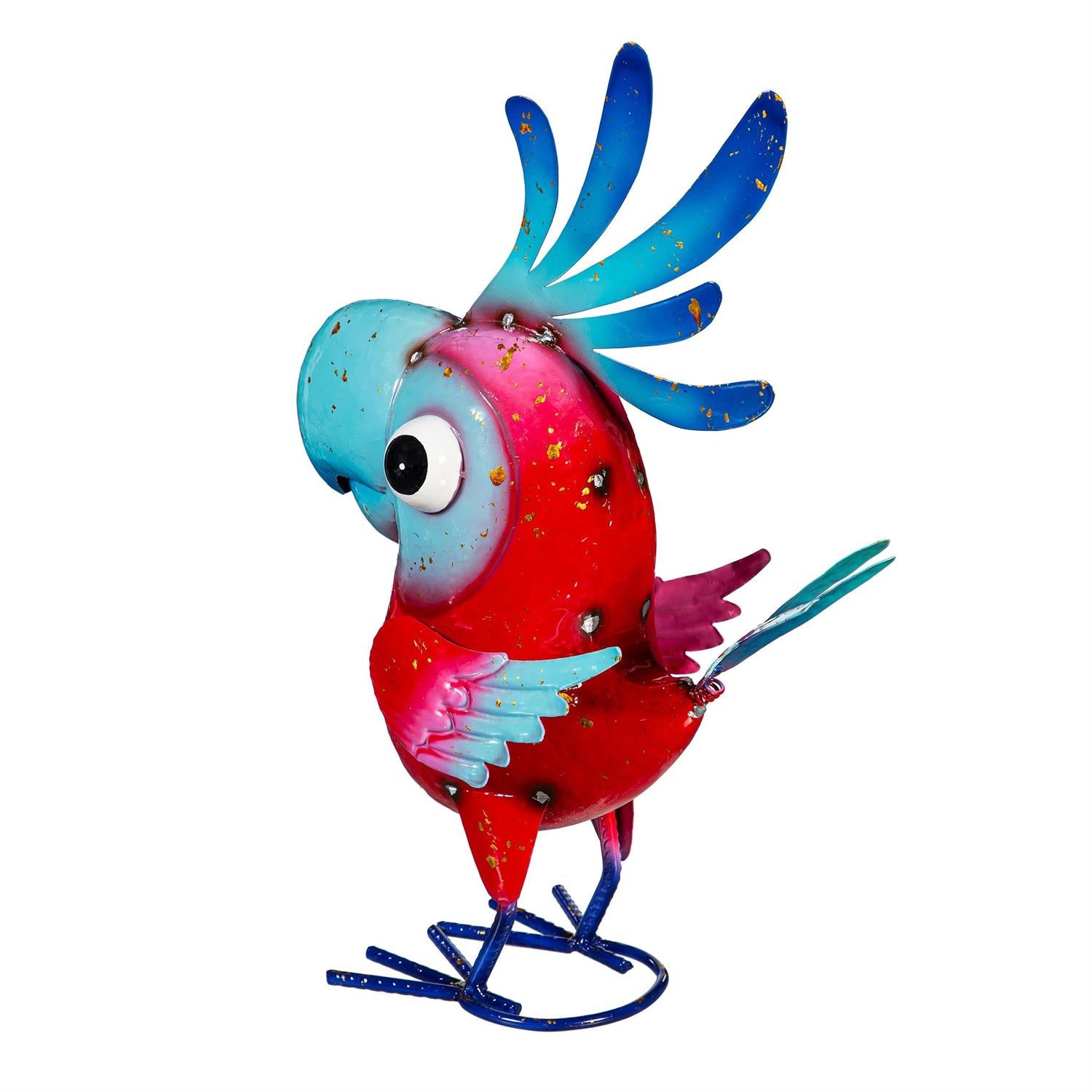 Palm Beach Garden Statue – Metal Bright & Colorful Cockatoo (14”H)