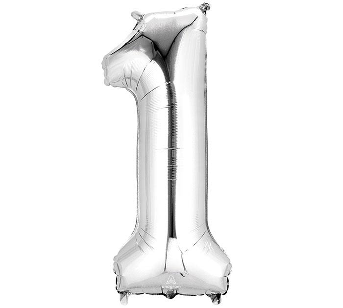 34" Packaged Silver Number 1 Foil Balloon – Anagram Supershape