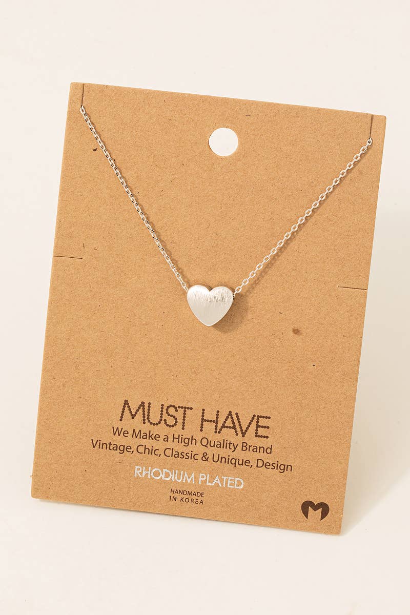 Must Have Brushed Heart Pendant Necklace