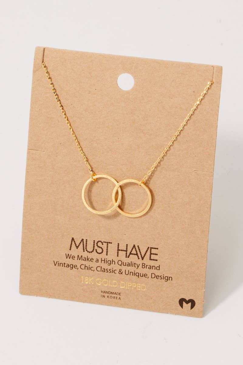 Must Have Metallic Dual Circle Pendant Necklace