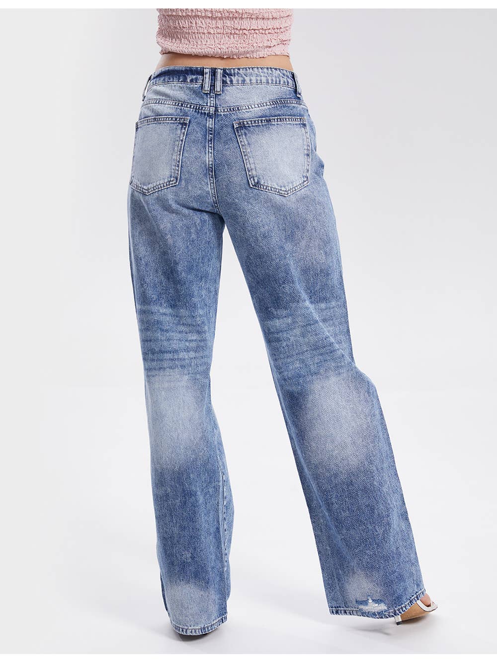 High Waist Straight Leg Daily Denim Pants Jeans