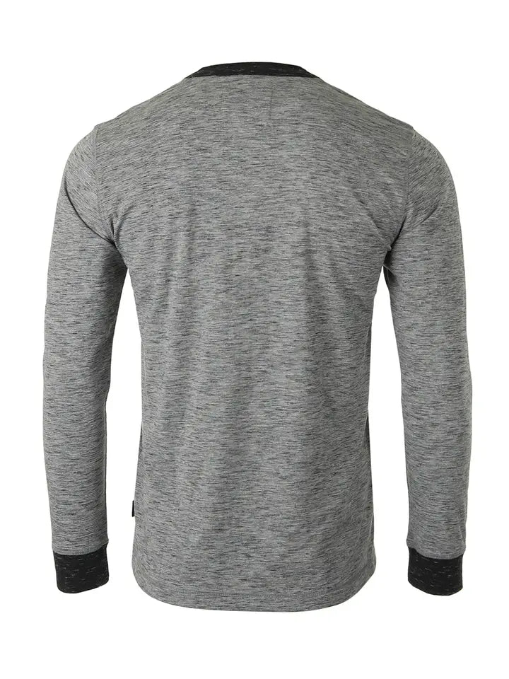 ZIMEGO Men's Long Sleeve Contrast Neck Cuffs Henley