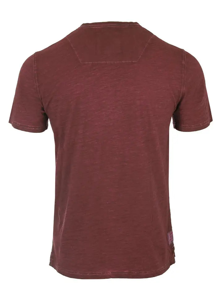 ZIMEGO Short Sleeve Color Garment Dyed Henley Shirt