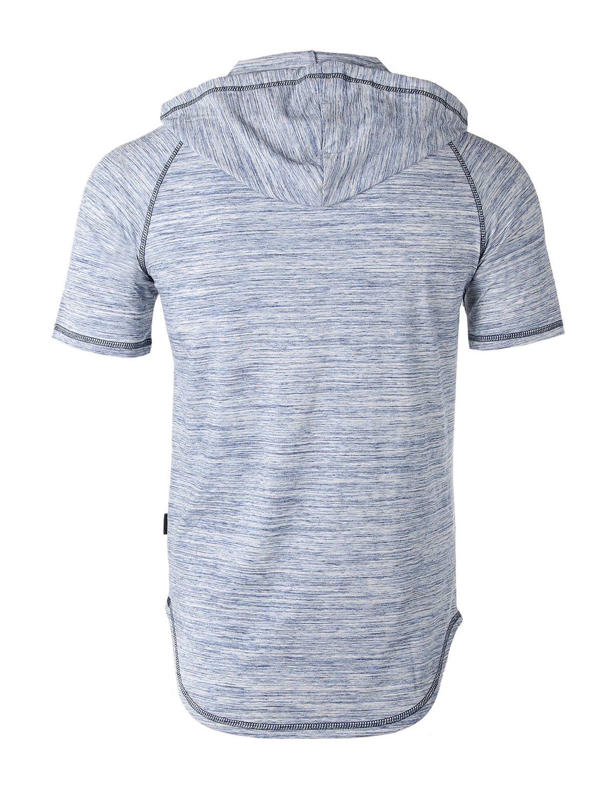ZIMEGO Short Sleeve Pullover Hipster Hoodie Henley White Blue