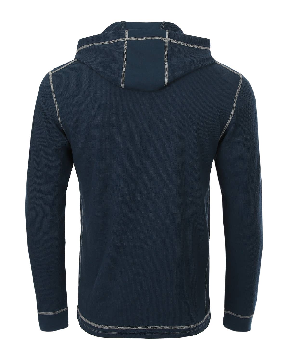 Zimego Casual Basic Long Sleeve Thermal Hoodie: Navy