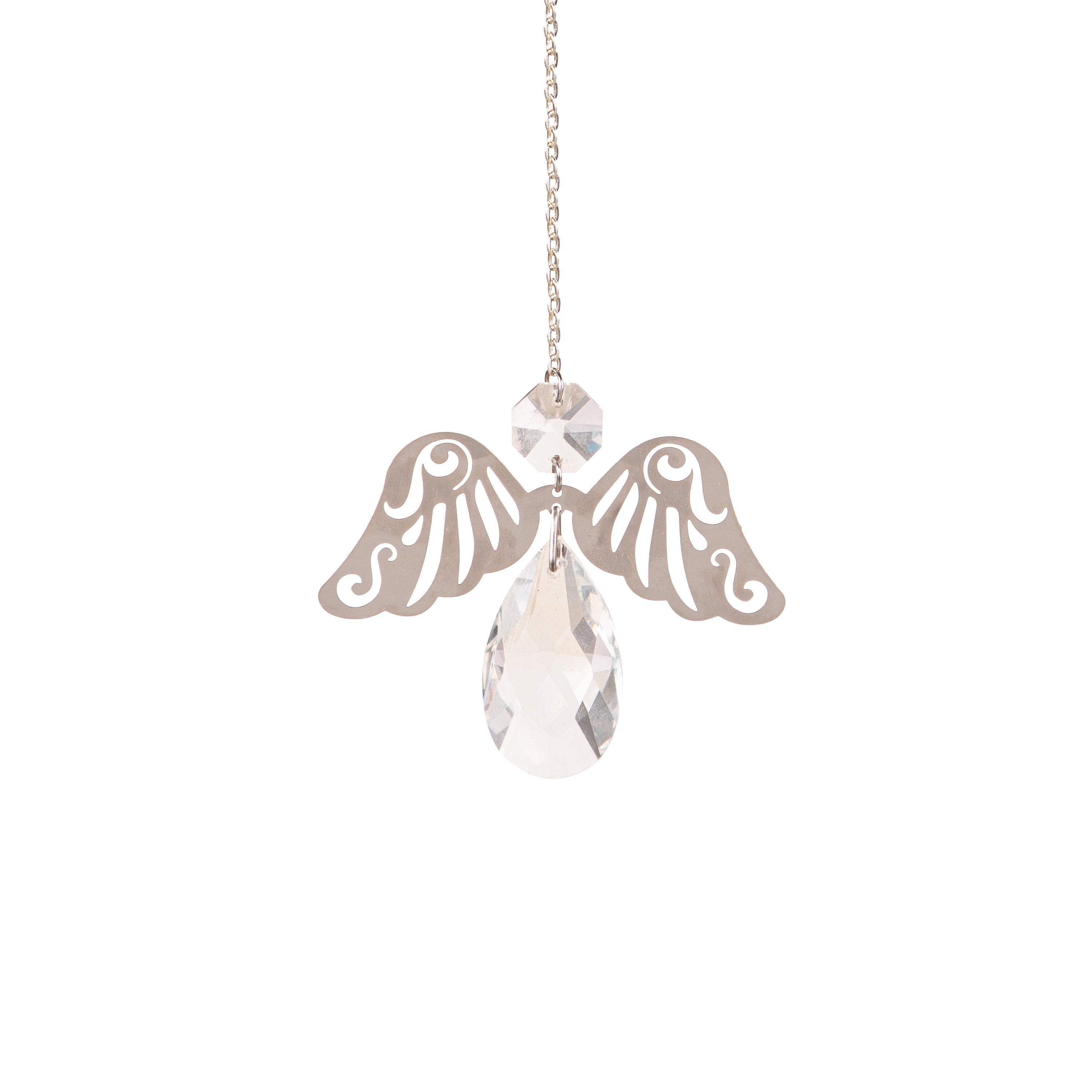 Memorial Trinket Metal and Crystal Hanging Angel