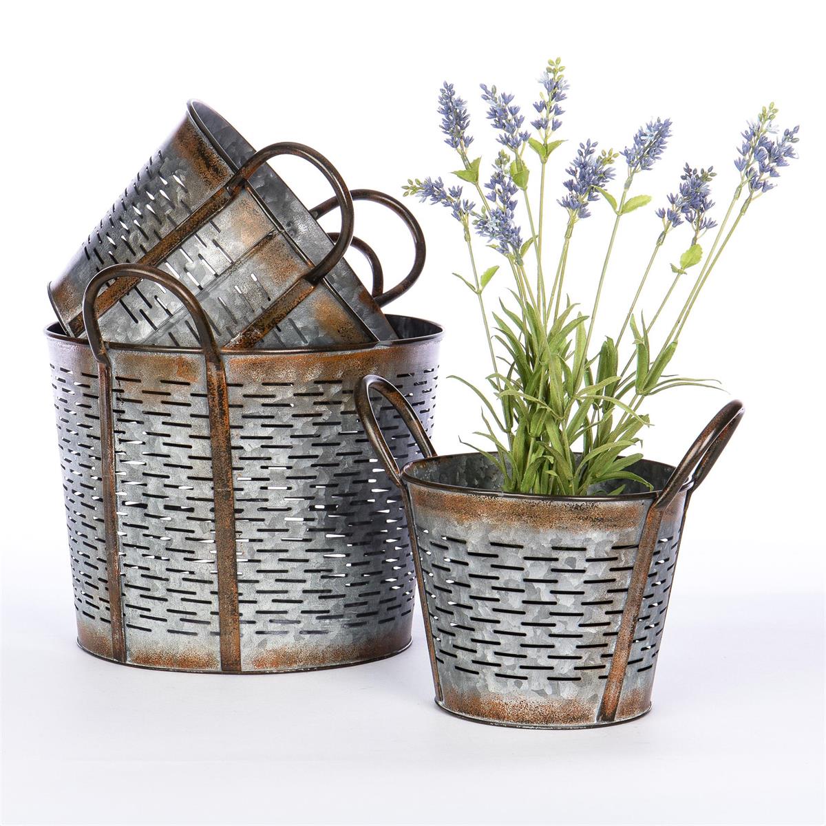 Round Tin Planter with PVC Liner