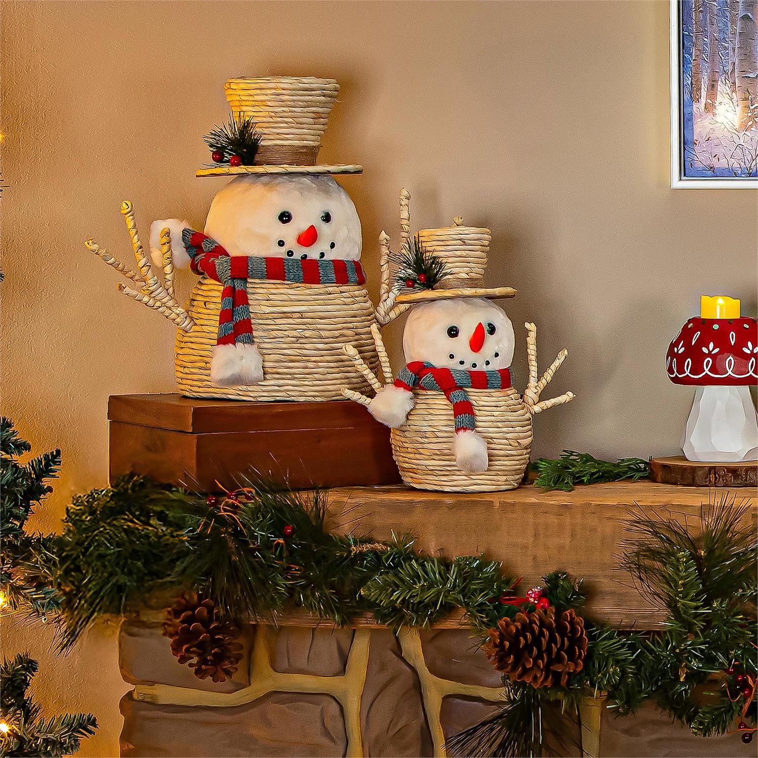 Woodland Storybook Snowman Decor – Set of 2