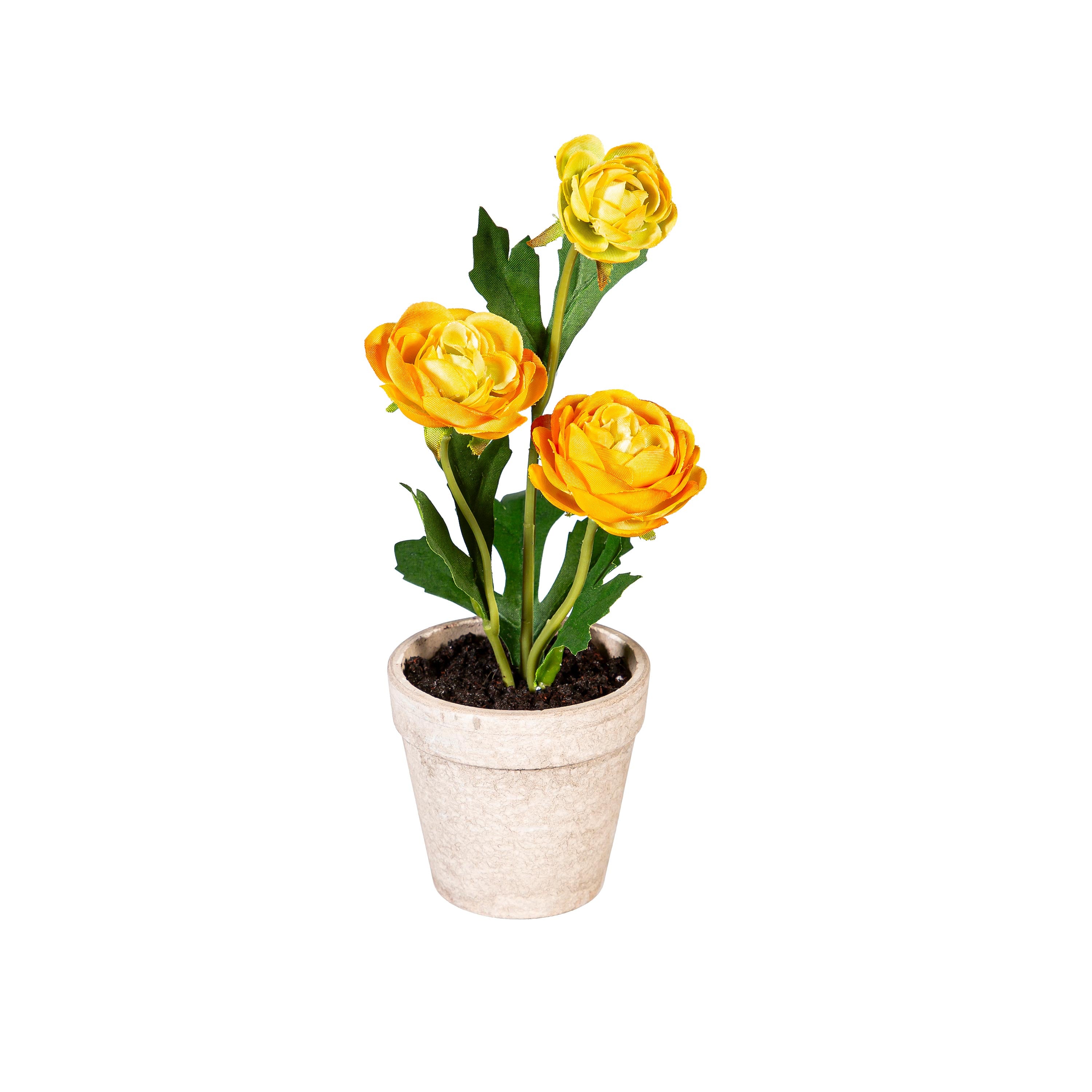 Bunny Blooms Faux Floral Table Decor Artificial Ranunculus in Cement Look Pot