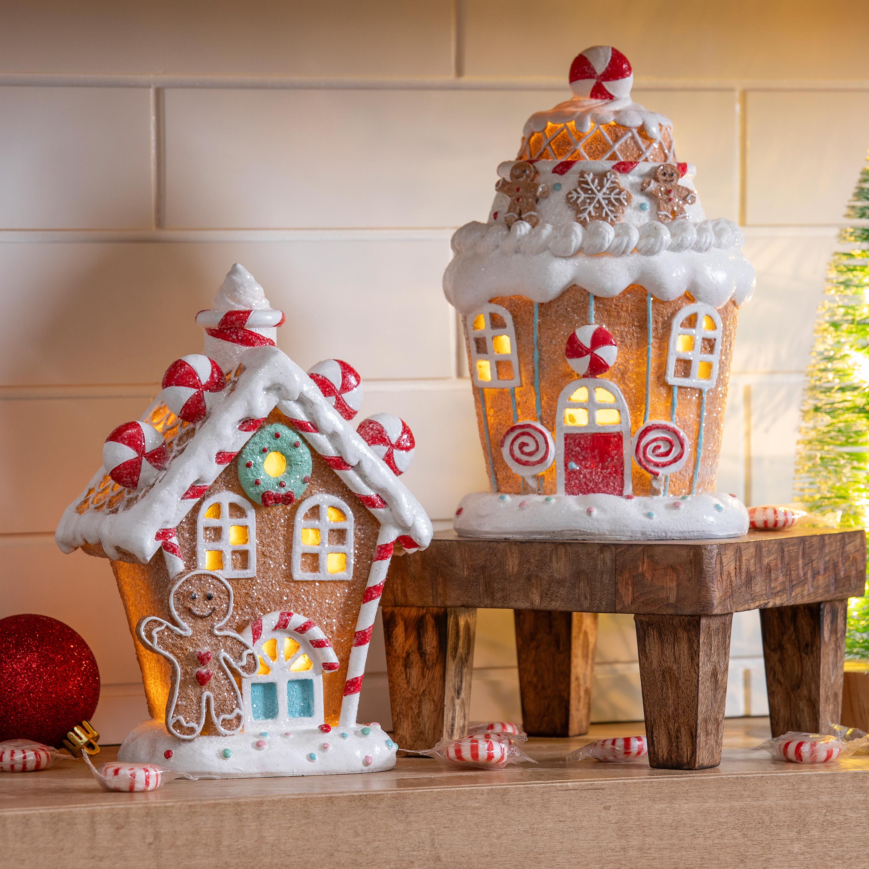 Baking Spirits Bright LED Table Decor Resin Gingerbread House