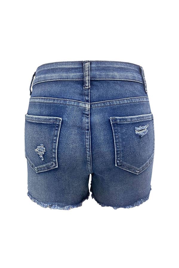 One For Me High Rise Denim Shorts Denim Blue