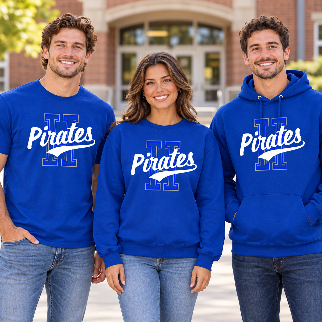 Hankinson Pirates Vintage Varsity Blue| District T-Shirt, Crew & Hoodie