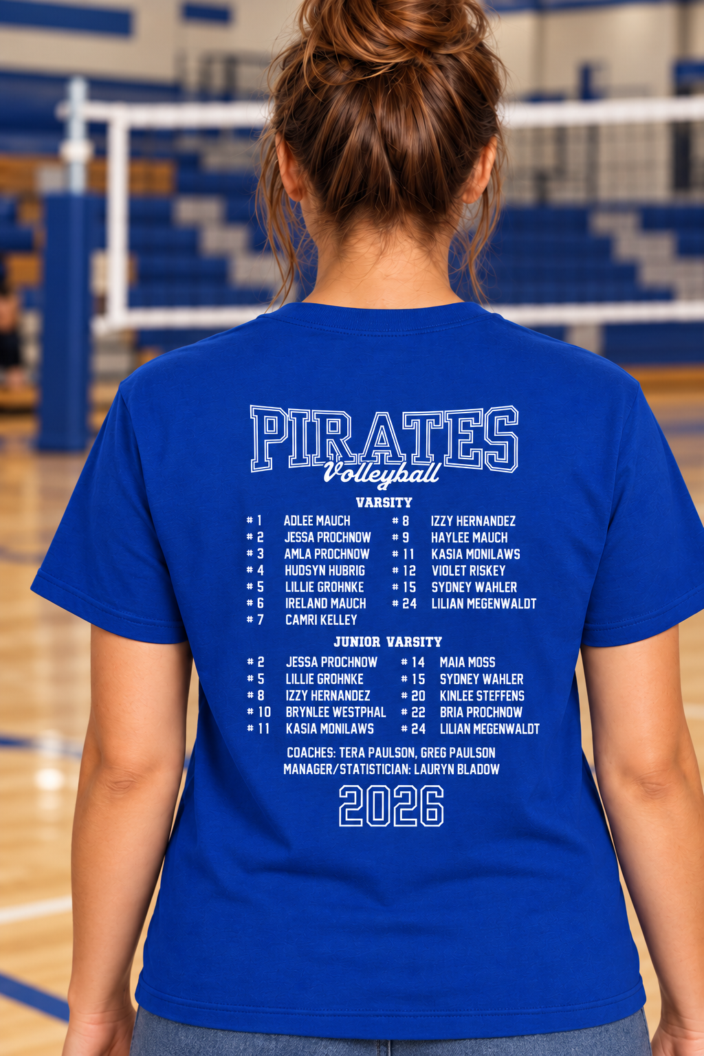 Booster Club's 2026 Volleyball Roster Shirt