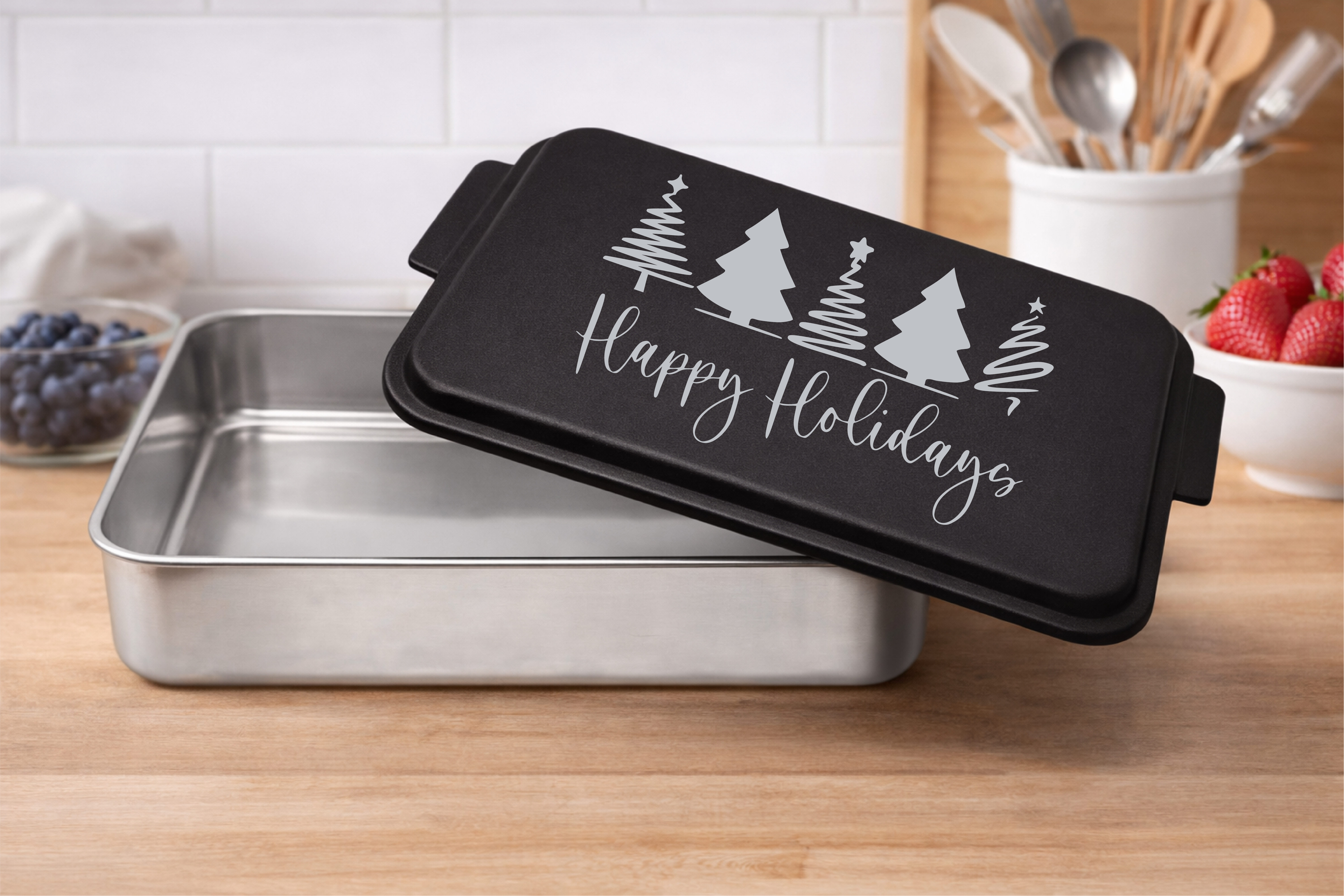 Happy Holidays With Trees 9" x 13" Engraved Cake Pan