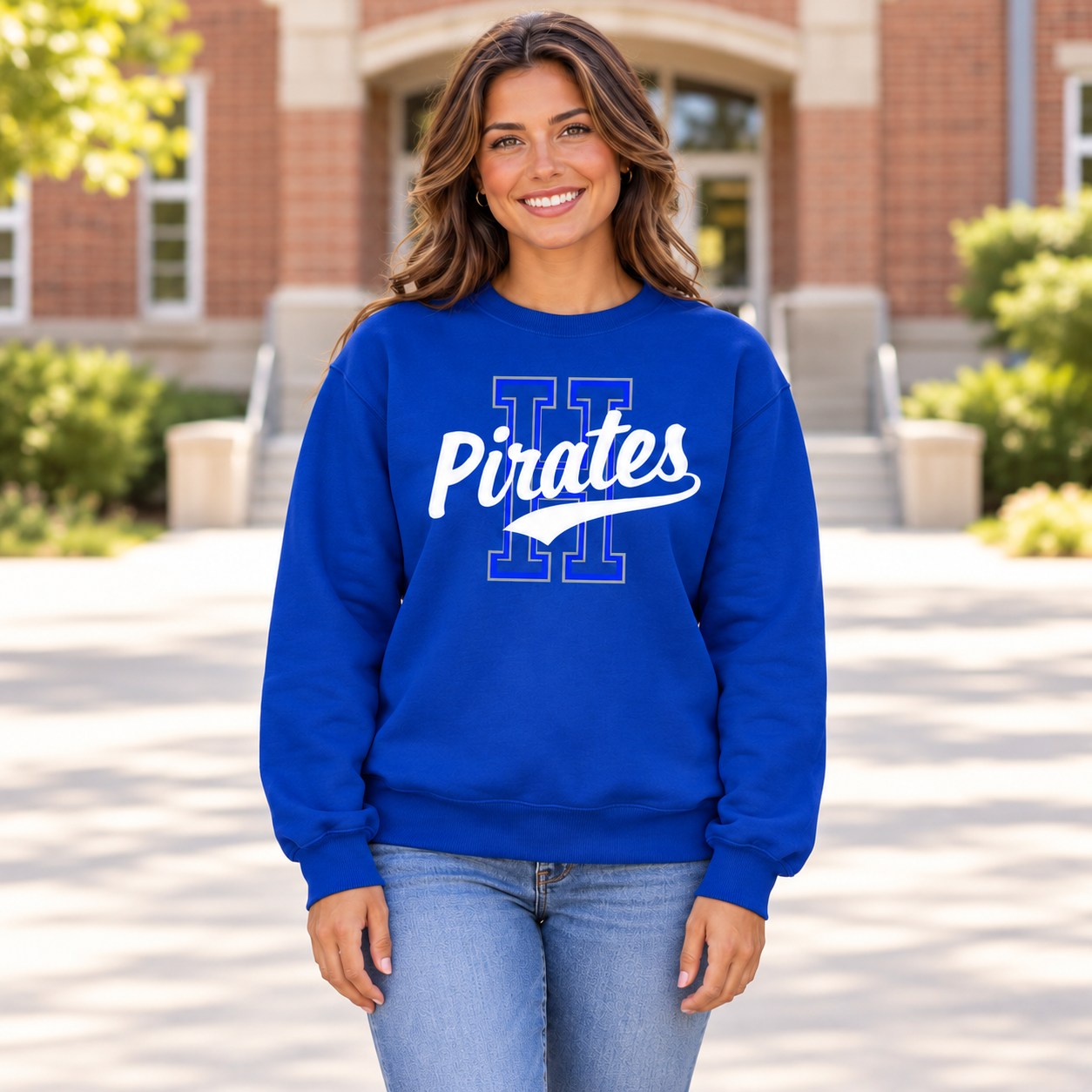 Hankinson Pirates Vintage Varsity Blue| District T-Shirt, Crew & Hoodie