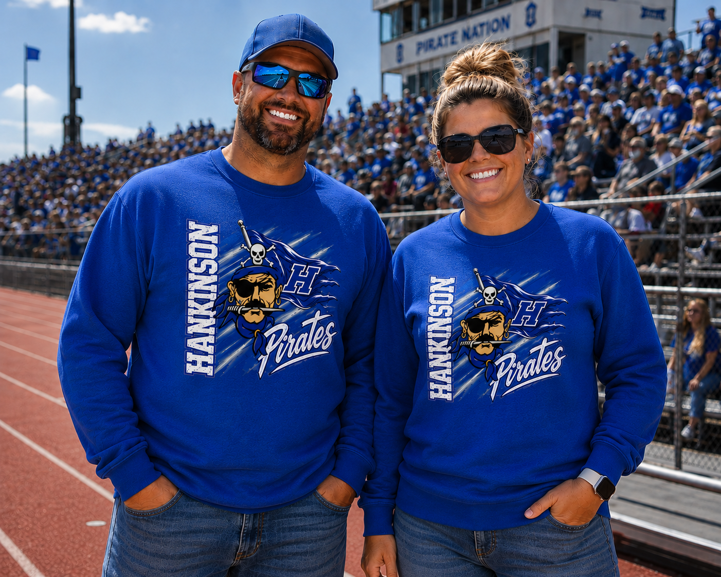 Hankinson Pirates – Pirate Pride Blue | District T-Shirt, Crew & Hoodie