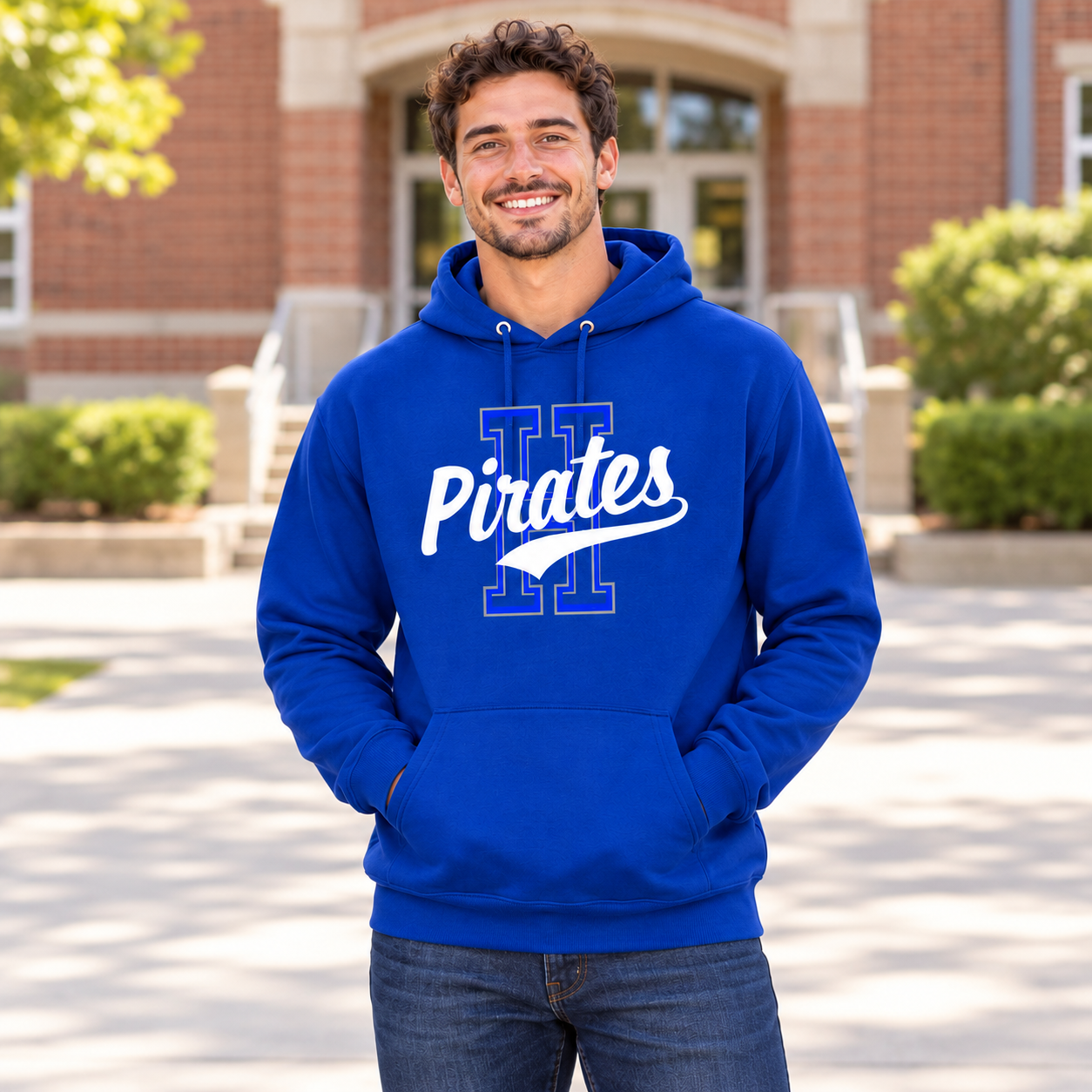 Hankinson Pirates Vintage Varsity Blue| District T-Shirt, Crew & Hoodie