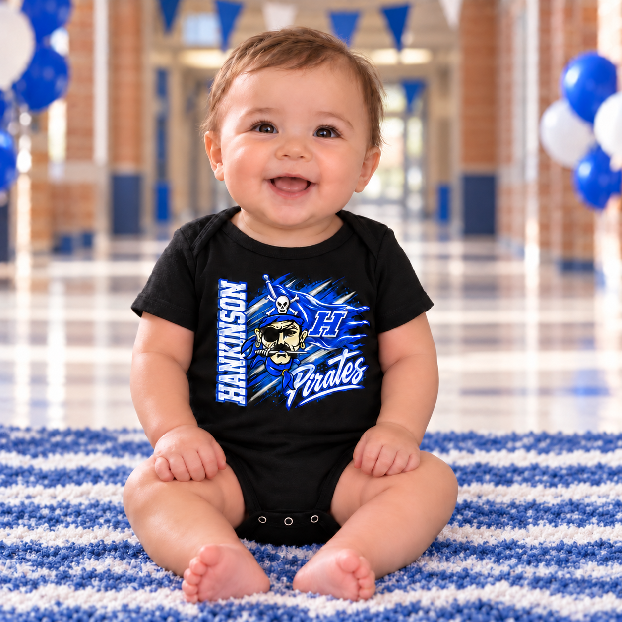 Hankinson Pirates – Pirate Pride Blue and Pirate Pride Black| Infant Onesie