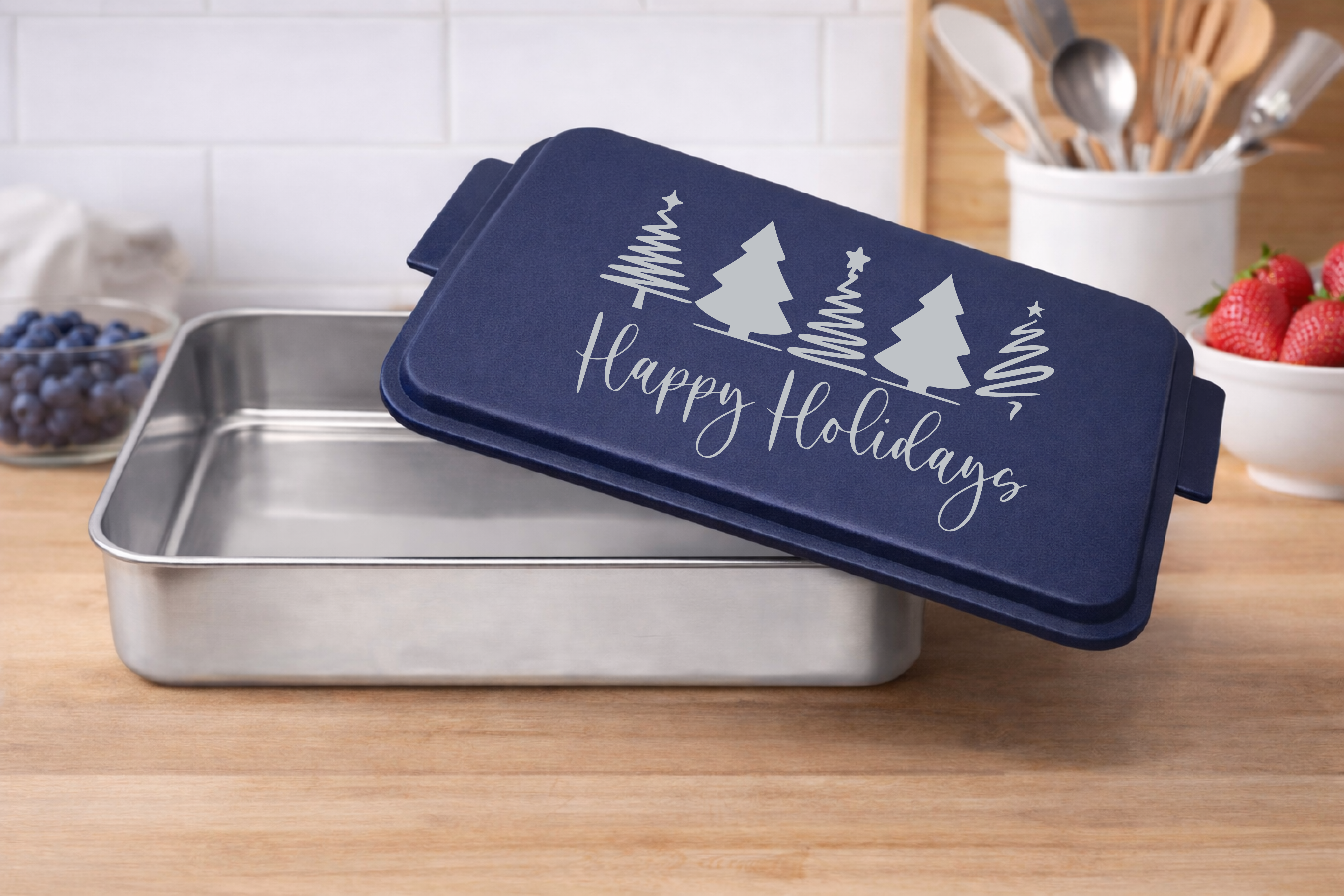 Happy Holidays With Trees 9" x 13" Engraved Cake Pan