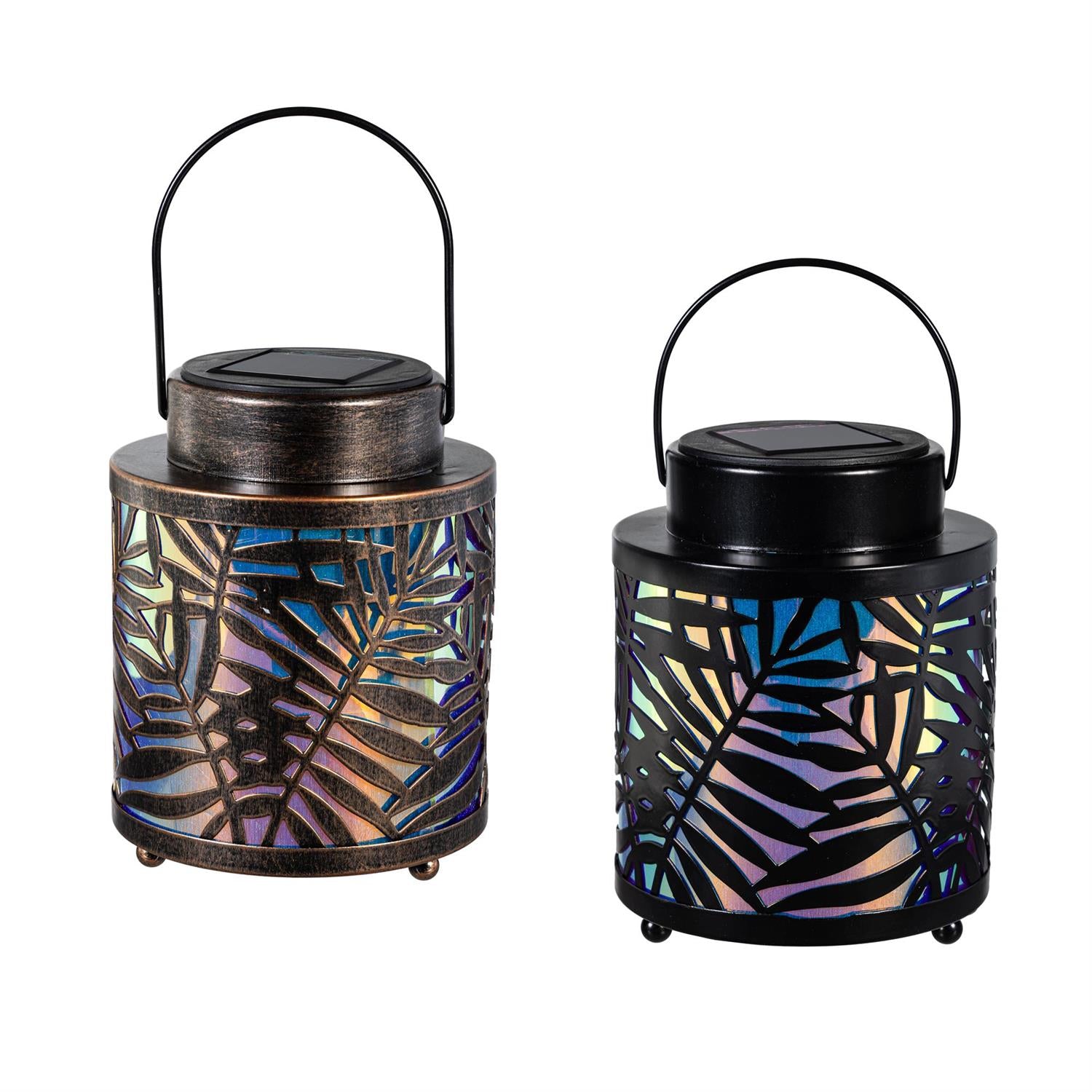 Palm Beach Outdoor PVC Iridescent Solar Lantern