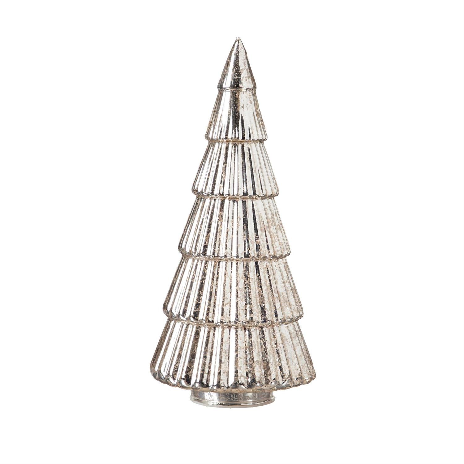 Plow & Hearth Shades of Green LED Table Décor Glass Trees – Set of 5