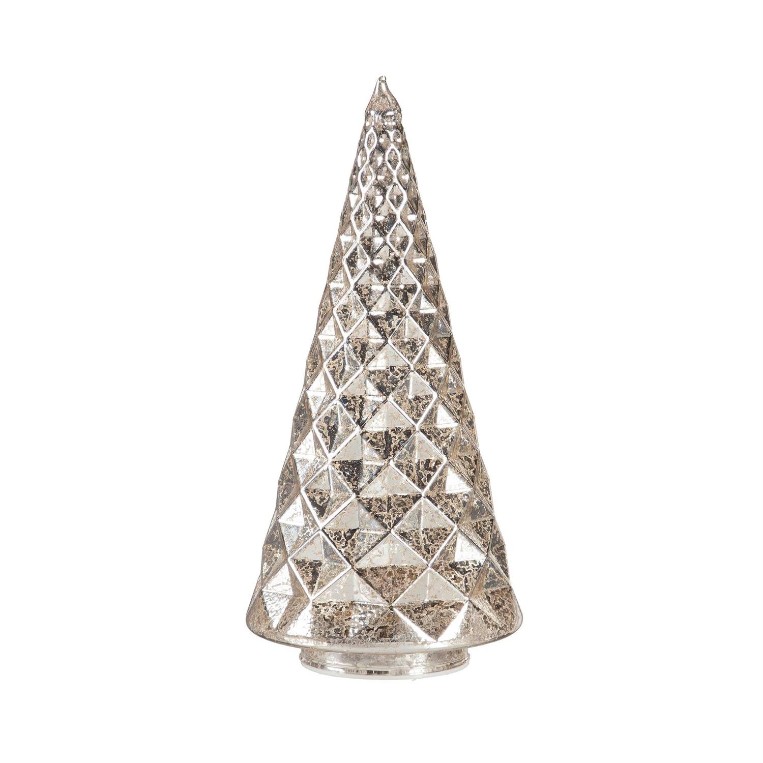Plow & Hearth Shades of Green LED Table Décor Glass Trees – Set of 5