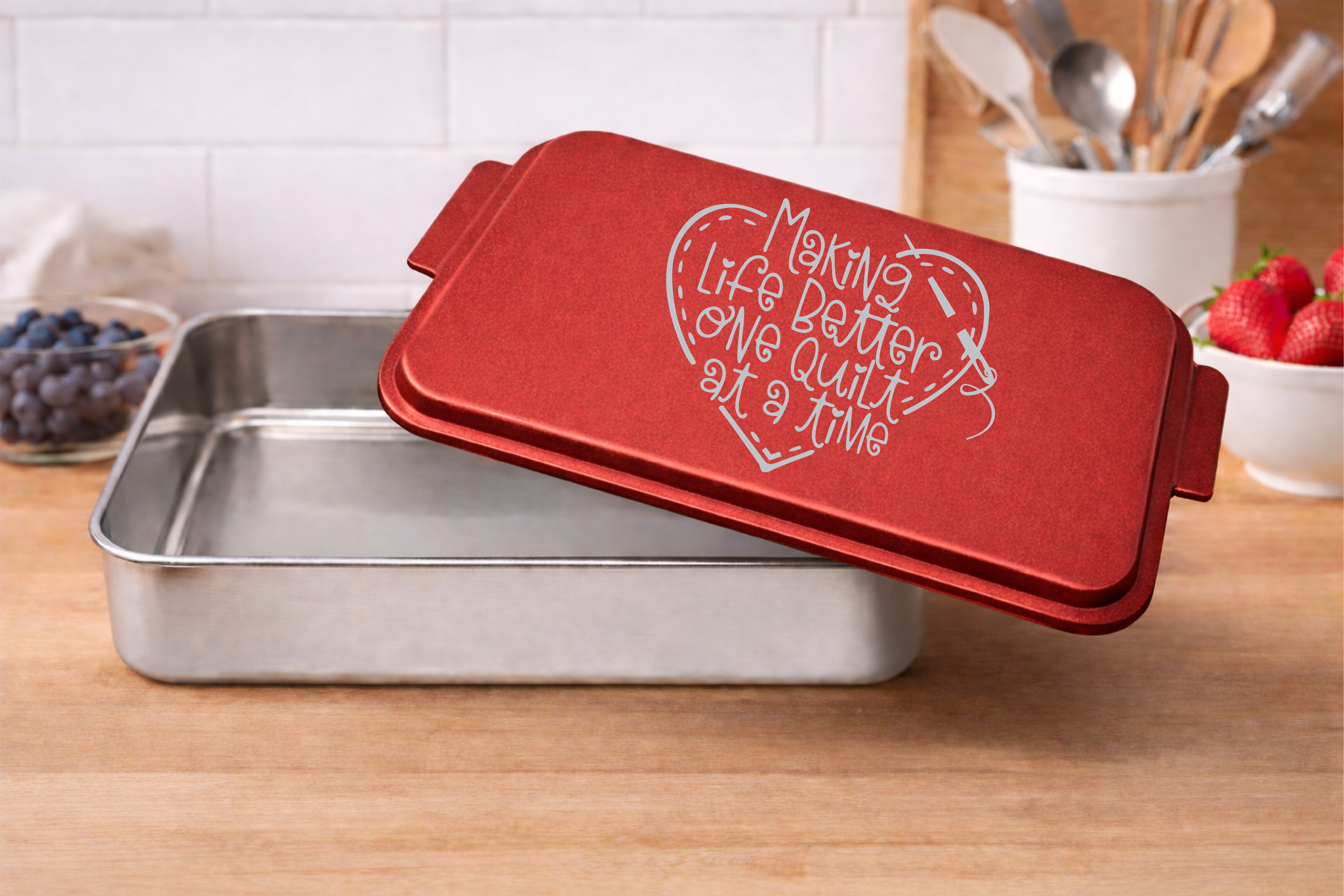 Making Life Better One Quilt At A Time 9"x13" Engraved Cake Pan