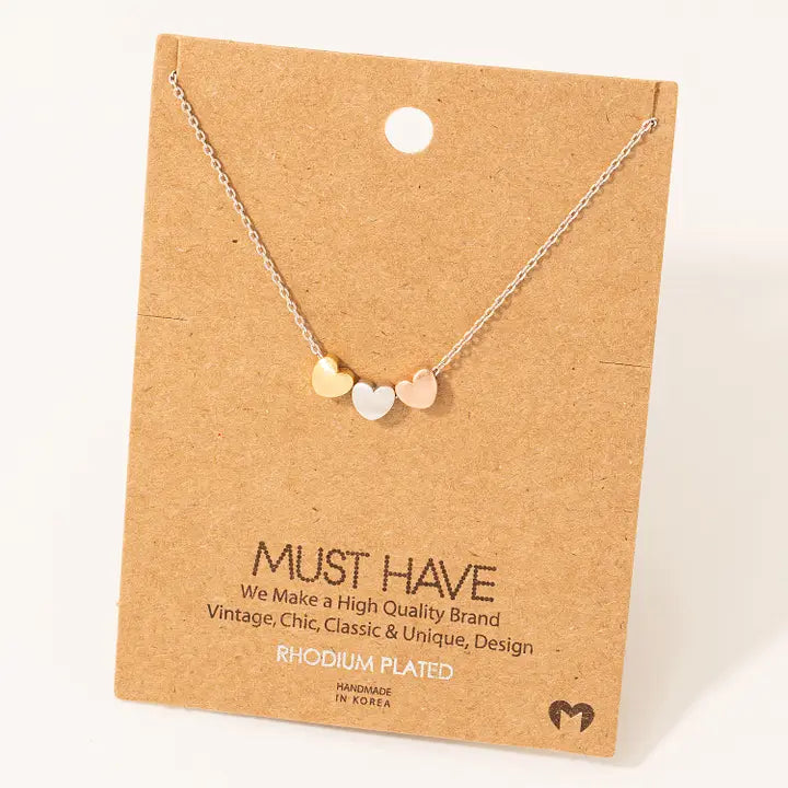Must Have Dainty Three Heart Pendant Necklace