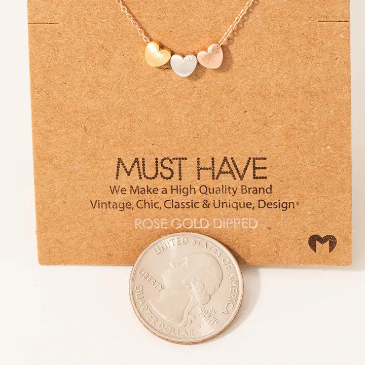 Must Have Dainty Three Heart Pendant Necklace