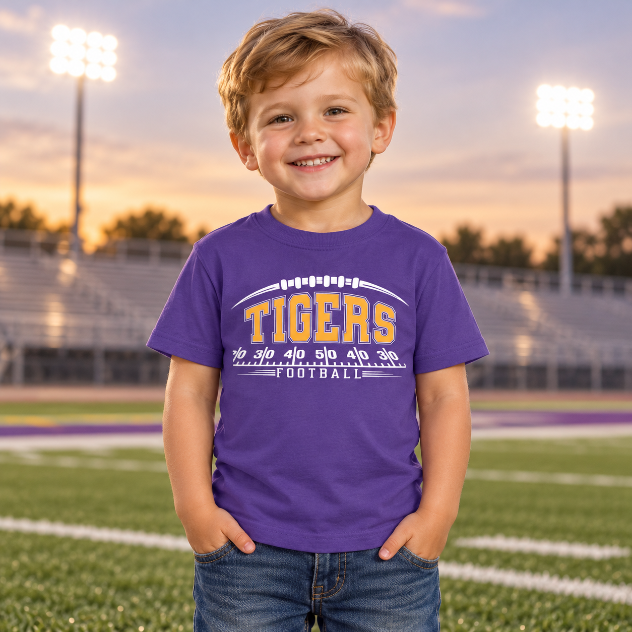 Tri-State Tigers – Tigers Pride Yard Line | Toddler Port & Co T-Shirt