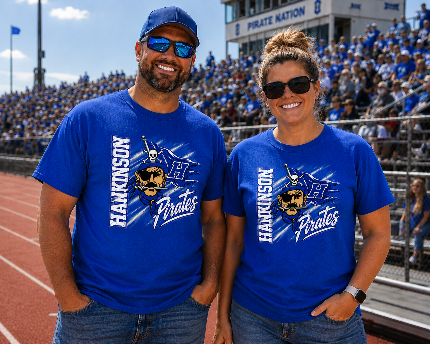 Hankinson Pirates – Pirate Pride Blue | District T-Shirt, Crew & Hoodie