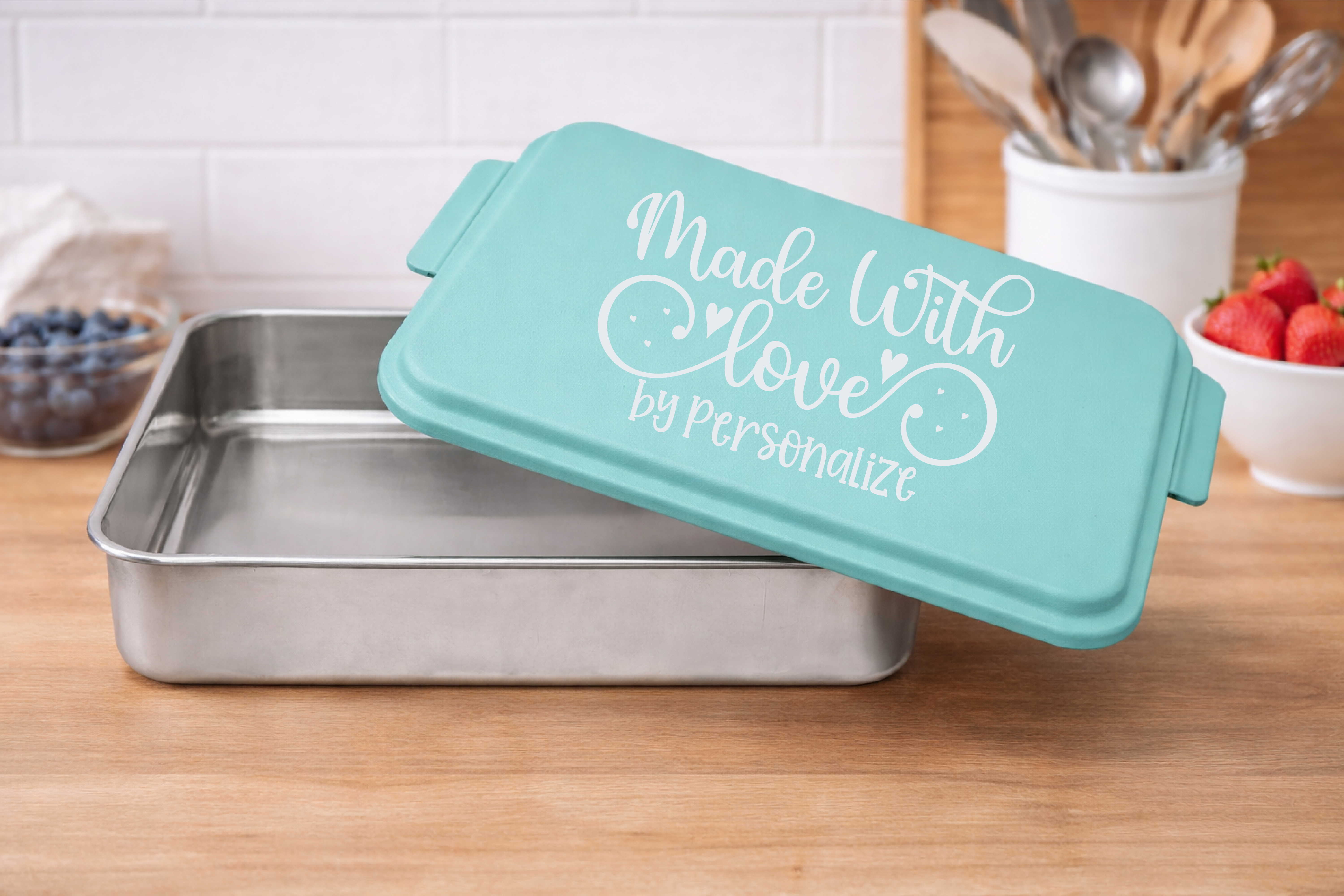 Made With Love Swirls Personalized 9" x 13" Engraved Cake Pan