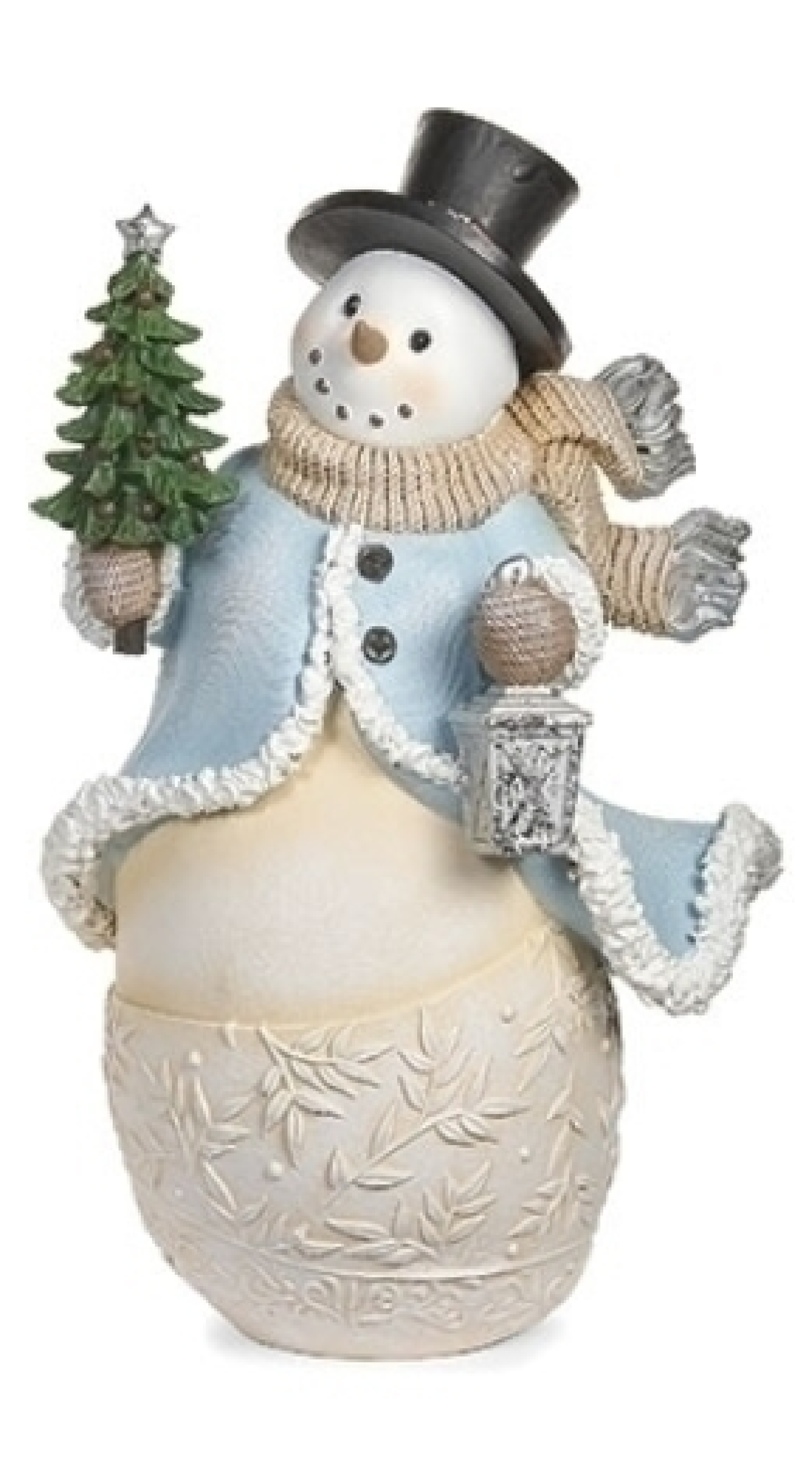 Roman 9.75"H Snowman Blue/Ivory Leaf Figurine
