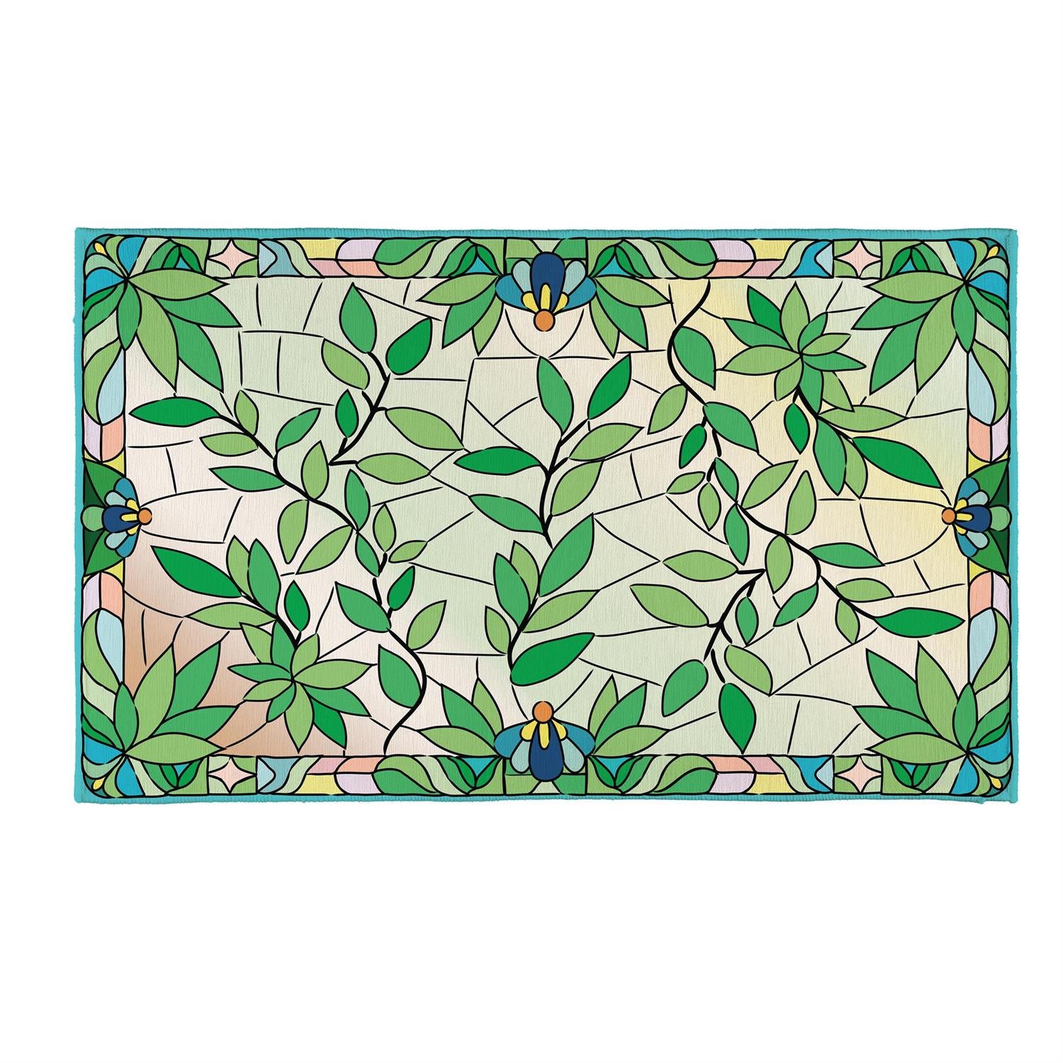 Stained Glass Songbirds Washable Mat – 24" x 36"